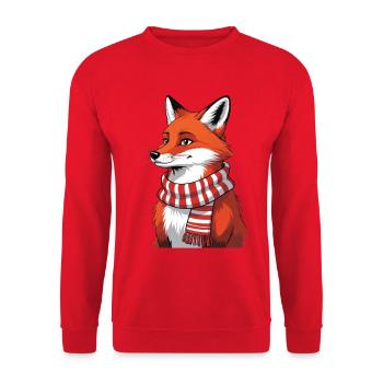 Roter Fuchs mit Schal Illustration - Unisex Pullover - Rot - Vorne - Alina (178cm) & Michal (187cm)