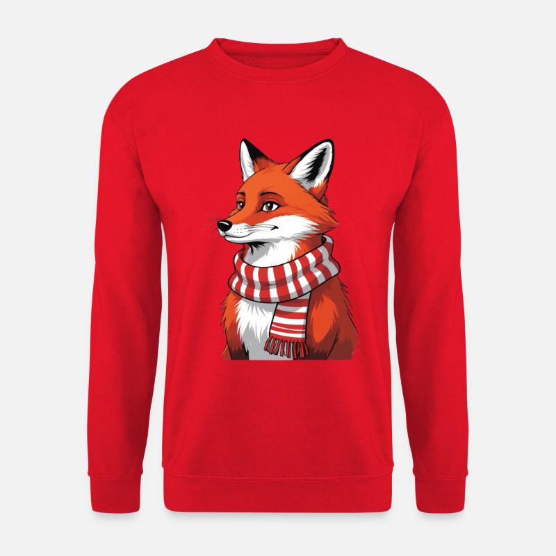 Roter Fuchs mit Schal Illustration - Unisex Pullover - Rot
