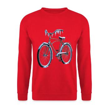 Frosty bike in winter - Unisex Sweatshirt - red - Front - Alina (178cm) & Michal (187cm)