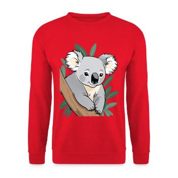 Koala am Ast Cartoon - Unisex Pullover - Rot - Vorne - Alina (178cm) & Michal (187cm)