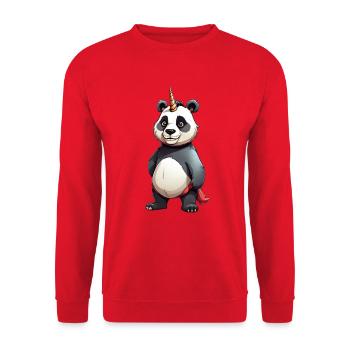 Panda Einhorn Cape Cartoon - Unisex Pullover - Rot - Vorne - Alina (178cm) & Michal (187cm)