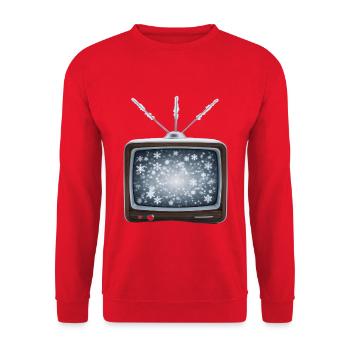 Winter Retro TV Snowflakes - Unisex Sweatshirt - red - Front - Alina (178cm) & Michal (187cm)