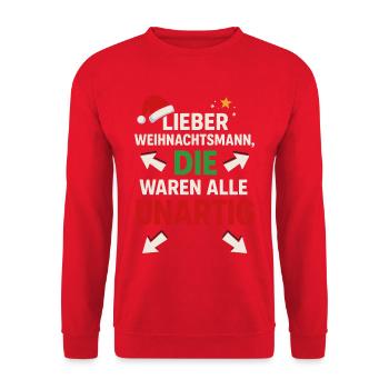 Cher Père Noël, ils étaient tous méchants - Sweat-shirt Unisexe - rouge - Devant - Alina (178cm) & Michal (187cm)