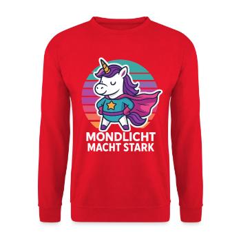 Le clair de lune licorne fait un super-héros fort - Sweat-shirt Unisexe - rouge - Devant - Alina (178cm) & Michal (187cm)