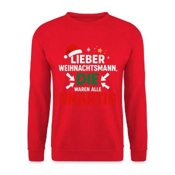 Dear Santa Claus, they were all naughty - Unisex Sweatshirt - red - Front - Alina (178cm) & Michal (187cm)