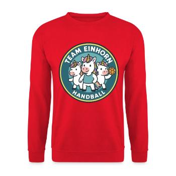 Team Unicorn Handball Three Cute Unicorns - Unisex Sweatshirt - red - Front - Alina (178cm) & Michal (187cm)