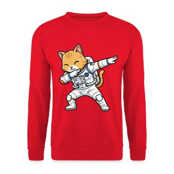 Astronaut Cats Dab - Unisex Sweatshirt - red - Front - Alina (178cm) & Michal (187cm)