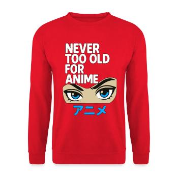 Never Too Old For Anime Japan Streetwear Design - Unisex Sweatshirt - red - Front - Alina (178cm) & Michal (187cm)