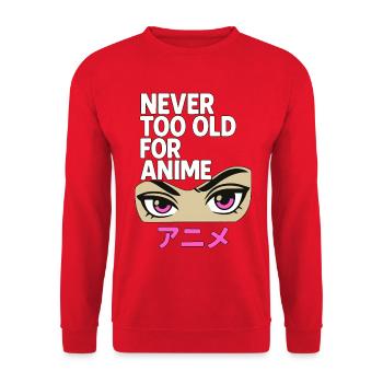 Never Too Old For Anime Japan Streetwear Design - Unisex Sweatshirt - red - Front - Alina (178cm) & Michal (187cm)