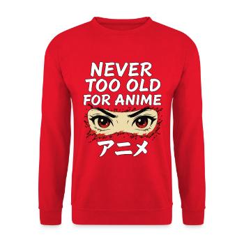 Never Too Old For Anime Japan Streetwear Design - Unisex Sweatshirt - red - Front - Alina (178cm) & Michal (187cm)
