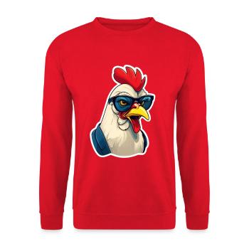 Coole Henne Sonnenbrillen Cartoon - Unisex Pullover - Rot - Vorne - Alina (178cm) & Michal (187cm)