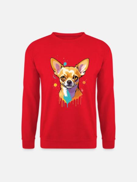 Chihuahua Farbsplash Portrait - Unisex Pullover - Rot