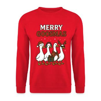 Frohe Gänse Weihnachten Gans Lustiger Urlaub - Unisex Pullover - Rot - Vorne - Alina (178cm) & Michal (187cm)