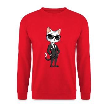 Elegant cat hero in suit - Unisex Sweatshirt - red - Front - Alina (178cm) & Michal (187cm)