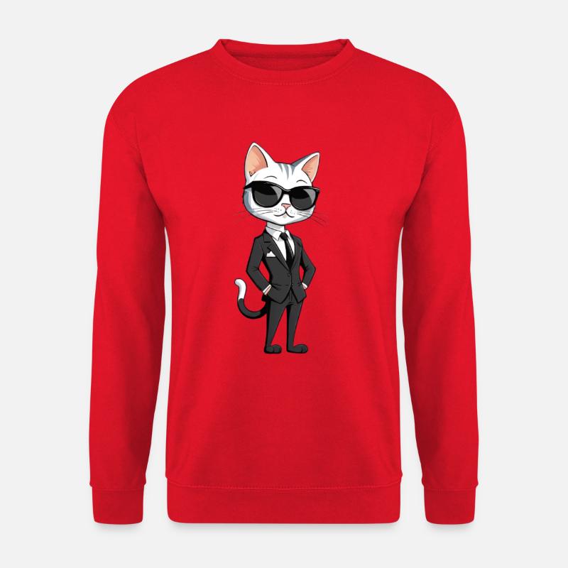 Eleganter Katzenheld im Anzug - Unisex Pullover - Rot
