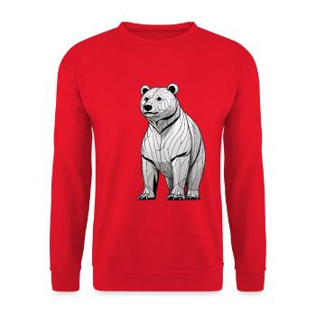 Dessin au trait géométrique de l’ours - Sweat-shirt Unisexe - rouge - Devant - Alina (178cm) & Michal (187cm)