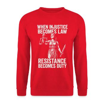 When injustice becomes right, resistance becomes - Unisex Sweatshirt - red - Front - Alina (178cm) & Michal (187cm)