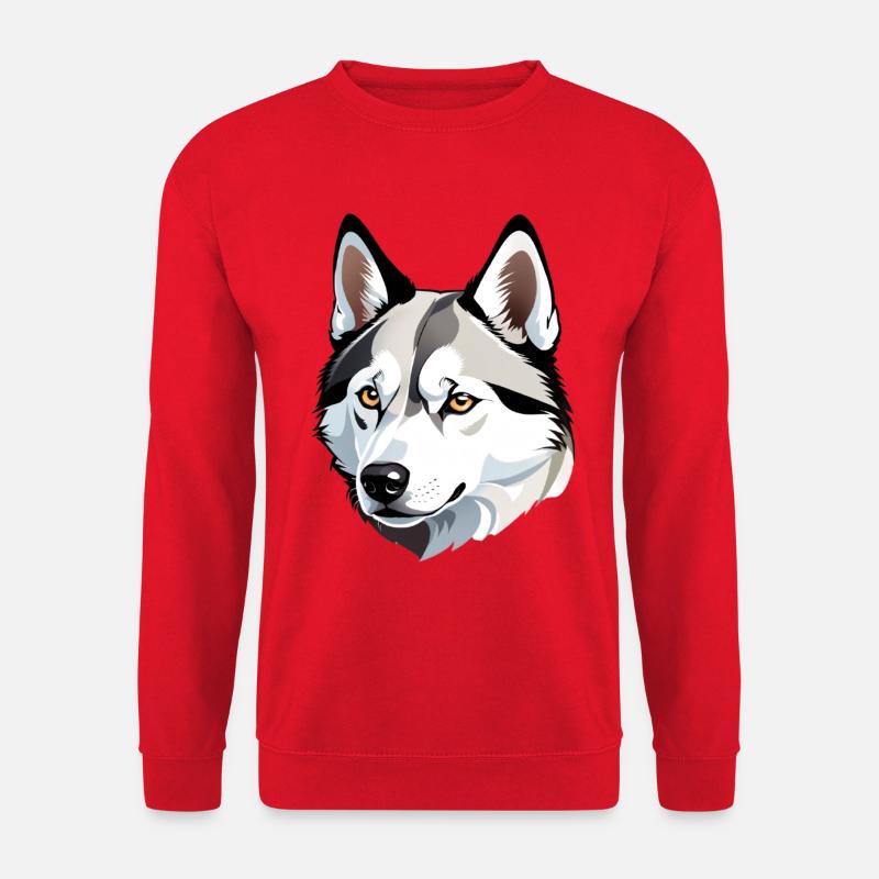 Wolfskopf Kopf-Illustration - Unisex Pullover - Rot
