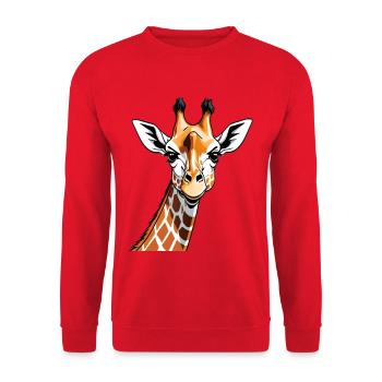 Giraffenporträt Karikatur - Unisex Pullover - Rot - Vorne - Alina (178cm) & Michal (187cm)