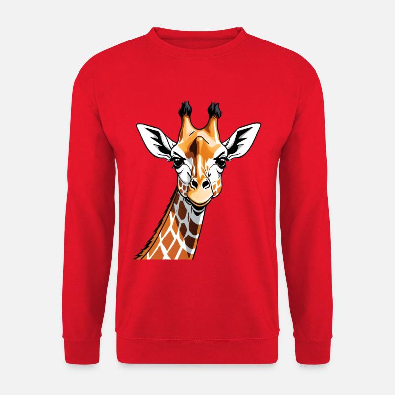 Giraffenporträt Karikatur - Unisex Pullover - Rot