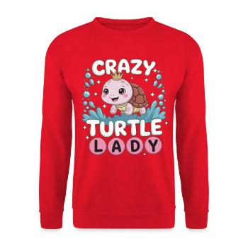 Crazy Axolotl Lady – Kawaii Axolotl Design - Unisex Pullover - Rot - Vorne - Alina (178cm) & Michal (187cm)