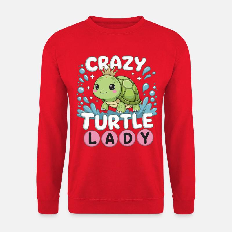 Crazy Turtle Lady - Kawaii Schildkröte Design - Unisex Pullover - Rot