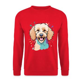 Colorful Poodle Portrait - Unisex Sweatshirt - red - Front - Alina (178cm) & Michal (187cm)