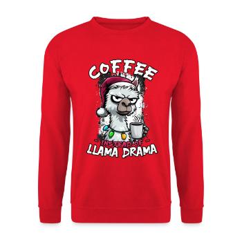 Coffee instead of drama | Office Humor | Colleague Gift - Unisex Sweatshirt - red - Front - Alina (178cm) & Michal (187cm)