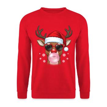 Chewing-gum de renne - Sweat-shirt Unisexe - rouge - Devant - Alina (178cm) & Michal (187cm)