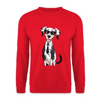 Dalmatian in suit with glasses - Unisex Sweatshirt - red - Front - Alina (178cm) & Michal (187cm)