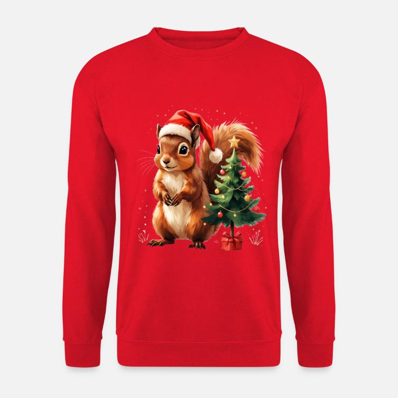 Weihnachtliches Eichhörnchen-Charme - Unisex Pullover - Rot