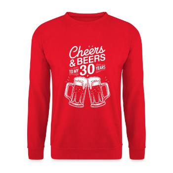Cheers and beer to my 30 years - Unisex Sweatshirt - red - Front - Alina (178cm) & Michal (187cm)