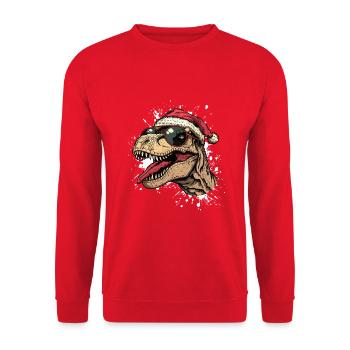 Dinosaur T-Rex Christmas Funny - Unisex Sweatshirt - red - Front - Alina (178cm) & Michal (187cm)