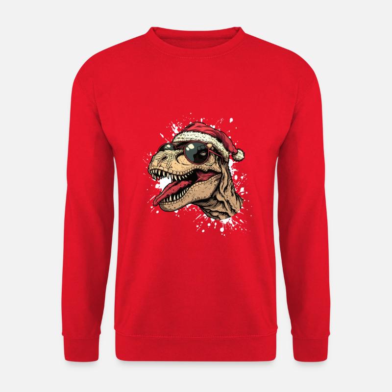 Dinosaur T-Rex Christmas Funny - Unisex Sweatshirt - red