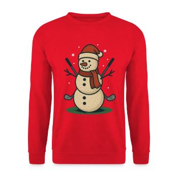 Lustiger Golf-Schneemann für Weihnachtsgolfer - Unisex Pullover - Rot - Vorne - Alina (178cm) & Michal (187cm)