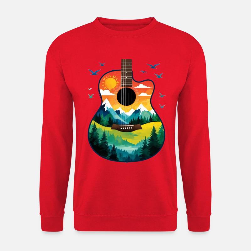 Berglandschaft auf Gitarre - Unisex Pullover - Rot