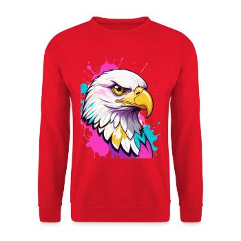 Colorful Eagle Graffiti Portrait - Unisex Sweatshirt - red - Front - Alina (178cm) & Michal (187cm)