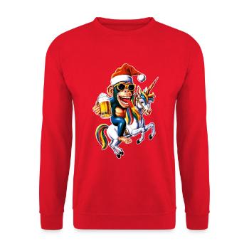 Monkey Christmas Unicorn - Unisex Sweatshirt - red - Front - Alina (178cm) & Michal (187cm)