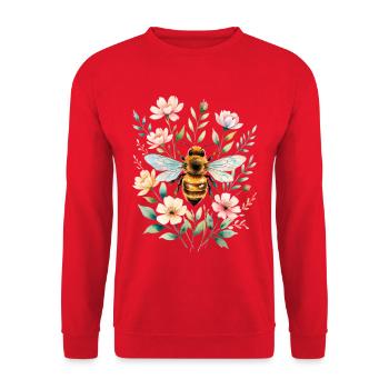 Bee in a flower frame - Unisex Sweatshirt - red - Front - Alina (178cm) & Michal (187cm)
