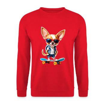 Chihuahua Skate Chic - Unisex Sweatshirt - red - Front - Alina (178cm) & Michal (187cm)