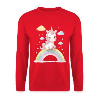 Unicorn on rainbow magic - Unisex Sweatshirt - red - Front - Alina (178cm) & Michal (187cm)