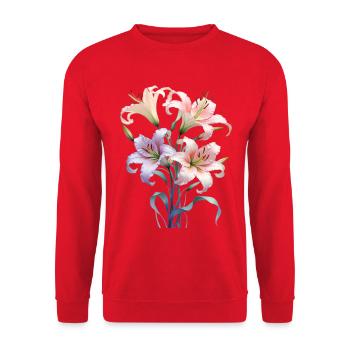 Bouquet de lys pastel - Sweat-shirt Unisexe - rouge - Devant - Alina (178cm) & Michal (187cm)