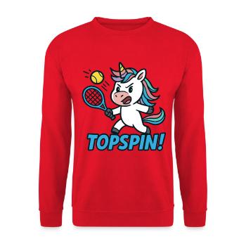 Topspin! Licorne Tennis Humour Puissance - Sweat-shirt Unisexe - rouge - Devant - Alina (178cm) & Michal (187cm)