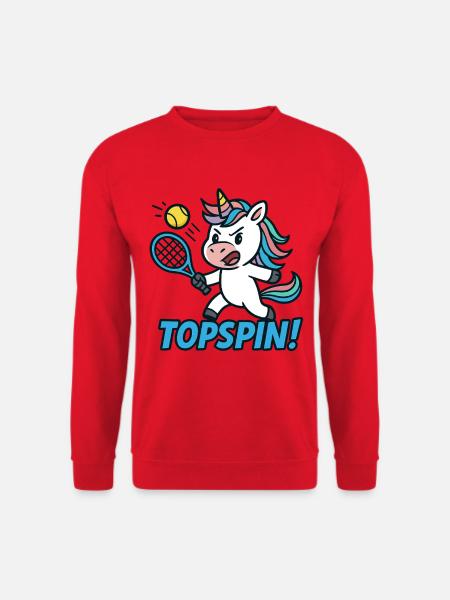 Topspin! Enhjørning Tennis Humor Kraft - Unisex sweater - rød