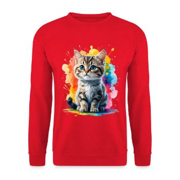 Explosion de couleurs de portrait de chat - Sweat-shirt Unisexe - rouge - Devant - Alina (178cm) & Michal (187cm)