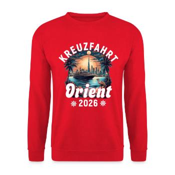 Orient Kreuzfahrt 2026 - Unisex Pullover - Rot - Vorne - Alina (178cm) & Michal (187cm)