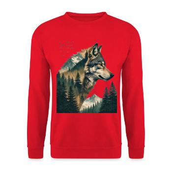 Waldwolf Double Exposure - Unisex Sweatshirt - red - Front - Alina (178cm) & Michal (187cm)
