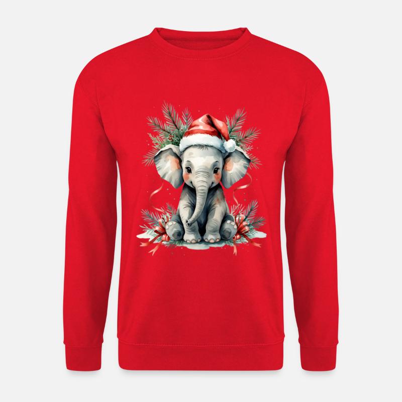 Winter elephant with reindeer hat - Unisex Sweatshirt - red