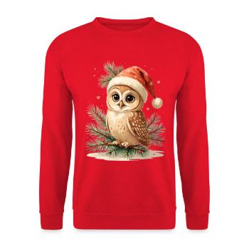 Hibou de Noël avec chapeau de Père Noël - Sweat-shirt Unisexe - rouge - Devant - Alina (178cm) & Michal (187cm)
