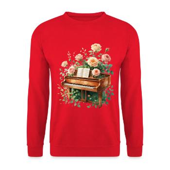 Rose Piano: Floral Piano Art - Unisex Sweatshirt - red - Front - Alina (178cm) & Michal (187cm)